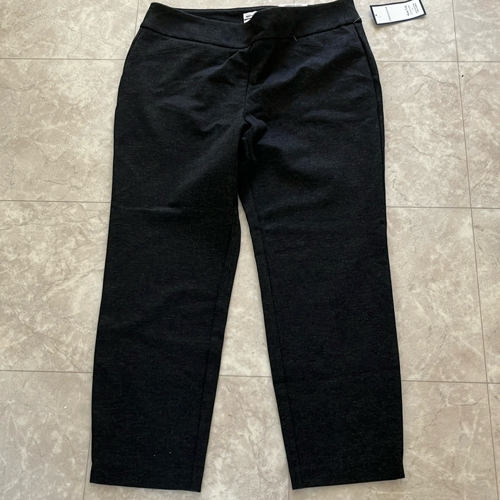🆕 Charter Club Slip On Tummy Slimming DK Gray Black Pants 18S